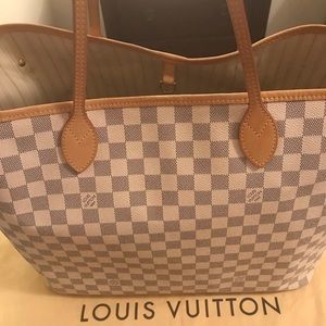 LV Neverfull GM Damier Azur White Canvas Tote